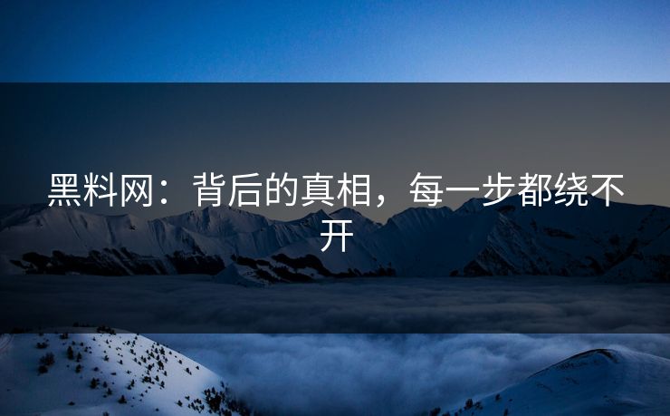 黑料网:背后的真相,每一步都绕不开 第1张 黑料网:背后的真相,每一步都绕不开 第1张