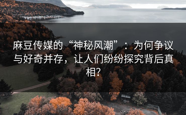 麻豆传媒的“神秘风潮”：为何争议与好奇并存，让人们纷纷探究背后真相？  第1张