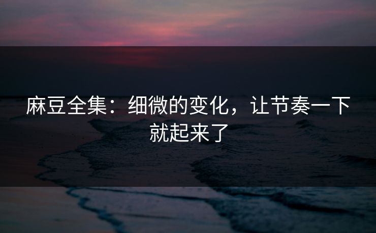 麻豆全集：细微的变化，让节奏一下就起来了  第1张