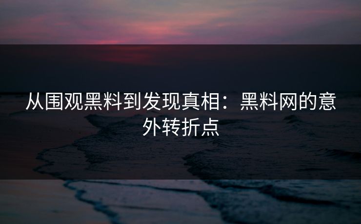 从围观黑料到发现真相：黑料网的意外转折点  第1张