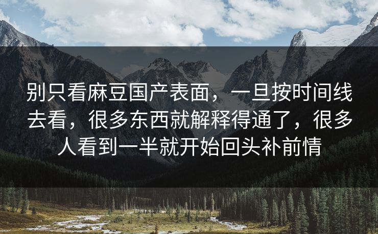 别只看麻豆国产表面，一旦按时间线去看，很多东西就解释得通了，很多人看到一半就开始回头补前情  第1张